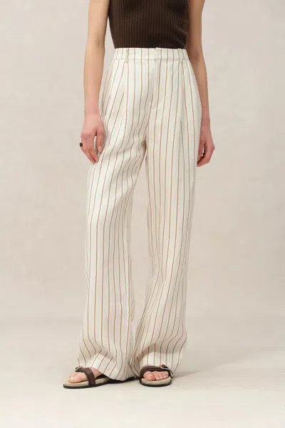 Fabrique Eden Striped Suit Pants In Linen In Multi
