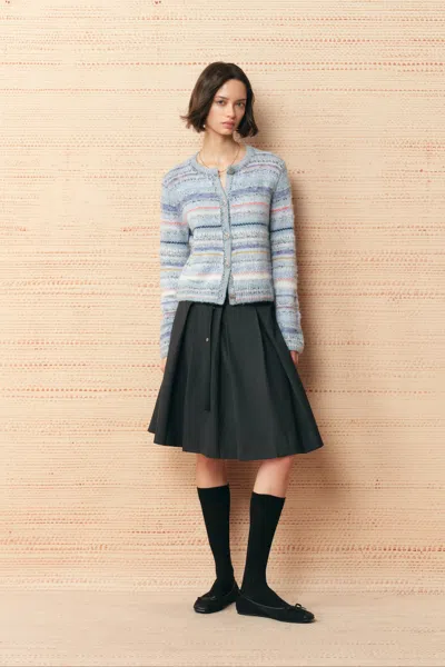 Fabrique Effie Gradient Stripe Cardigan In  Mixed Yarn Knit In Blue