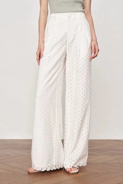 Fabrique Eliana Cutwork Embroidery Wide Leg Resort Wear Pants In Cotton In Gray