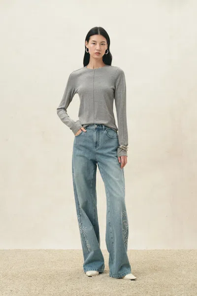 Fabrique Ella Grey Structured Seam Detail Top