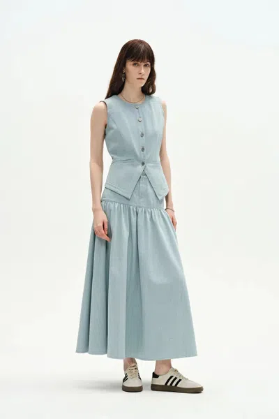 Fabrique Elodie Denim Vest In Summer Denim In Blue