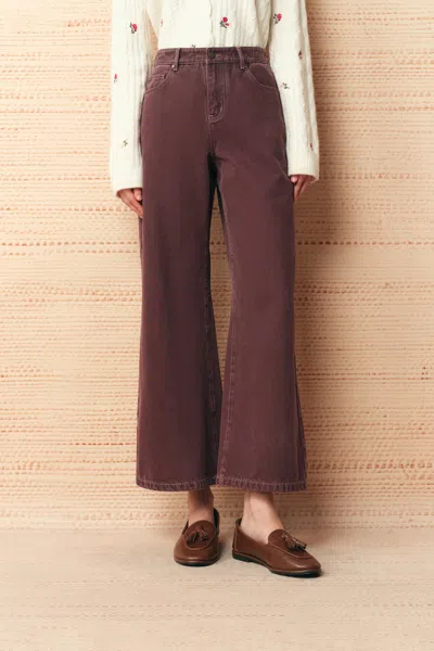 Fabrique Elowen Cropped Straight Leg Jeans In Lightweight Denim In Brown