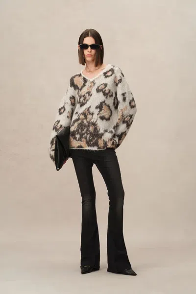 Fabrique Elsie Leopard Print Sweater In Baby Alpaca Blend Knit In Multi