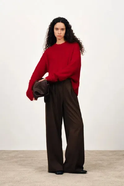 Fabrique Ember Chunky Sweater In Alpaca Wool Blend Cable Knit In Red