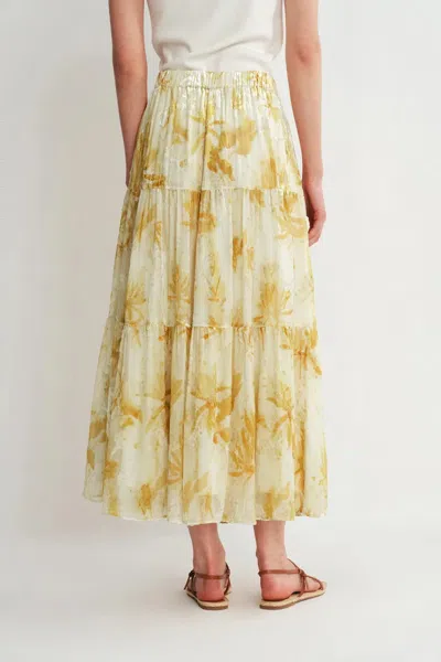 Fabrique Emery Velvet Maxi Skirt In Burnout Silk Georgette In Yellow