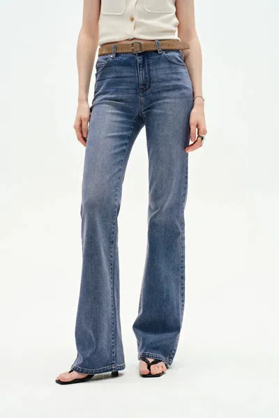 Fabrique Emma Bootcut Jeans In Stretchy Denim In Blue