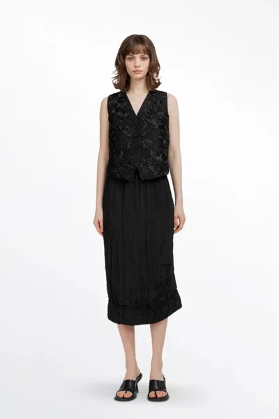 Fabrique Engrave Silk-wool Blend Embroidered Vest In Black
