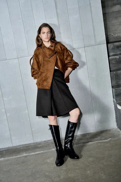 Fabrique Enid Oversized Jacket In Vegan Suede In Earth Tone