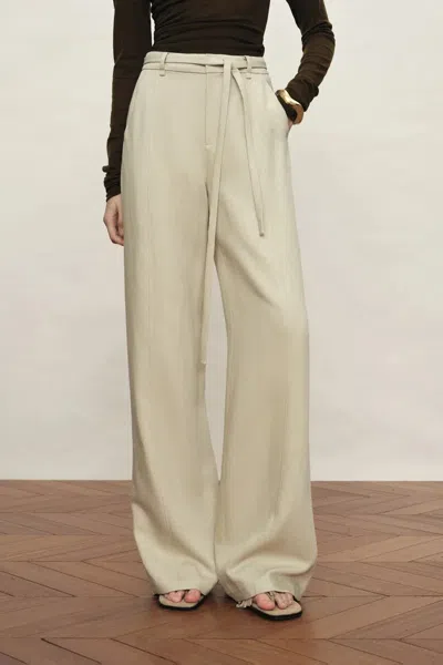 Fabrique Erica Thin Waist Wide Leg Relaxed Pants In Tencel Linen Blend In Neutral