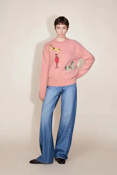 Fabrique Estrella Pony Sweater In Ultra-fine Alpaca Blend In Pink