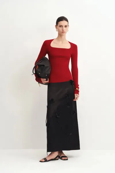 Fabrique Etro Square Neck Sweater In Merino Wool Knit In Red