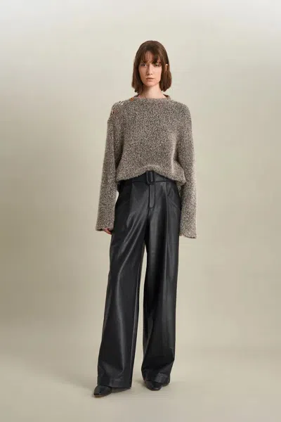 Fabrique Eva Asymmetric Metallic Sweater In Lurex Blend Knit
