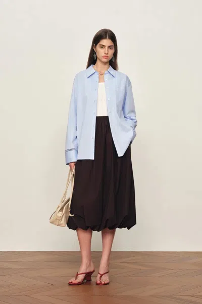 Fabrique Eva Blue Openwork Relaxed Shirt In Cotton