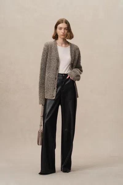 Fabrique Eva Metallic Thread Cardigan In Wool-cashmere Blend Knit