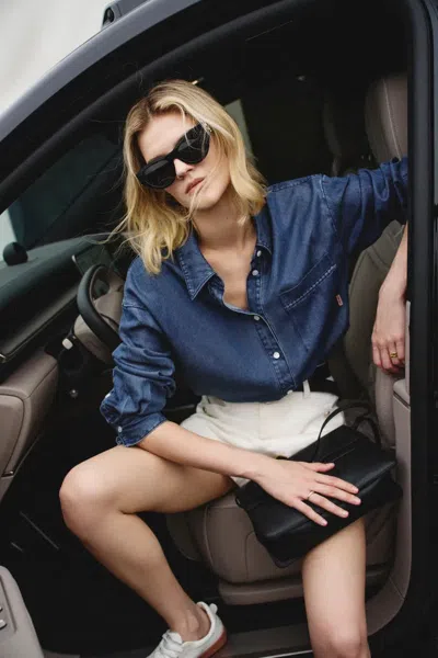 Fabrique Eva Vintage Blue Airy Shirt In Lyocell Denim