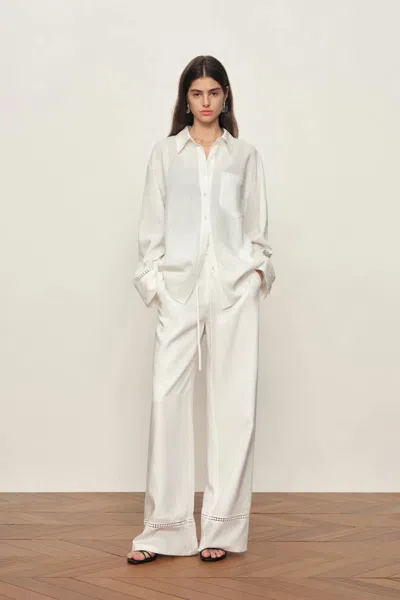 Fabrique Eva White Openwork Relaxed Shirt In Cotton In Multi