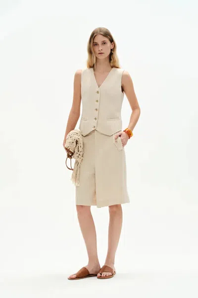 Fabrique Evelyn Adjustable Back Belt Vest In Silk Linen