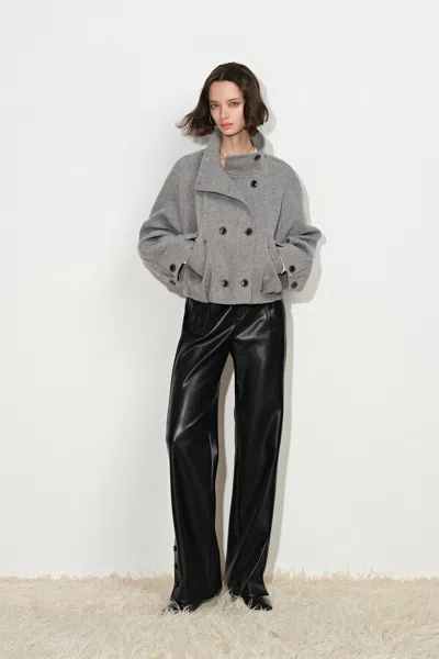 Fabrique Fanny Bubble Cropped Coat In Wool Blend In Gray