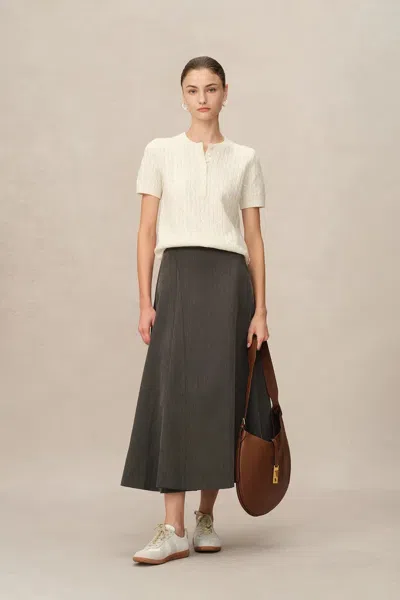 Fabrique Fate Cable Henley Sweater In Merino-cashmere Blend In White