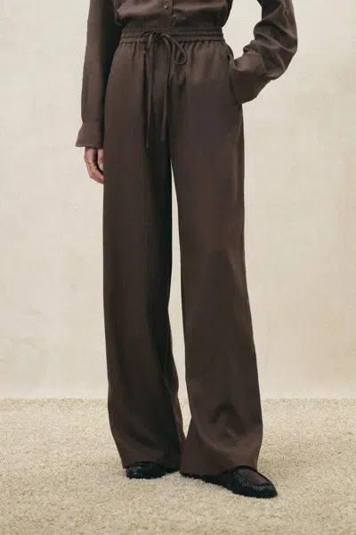 Fabrique Faye Drawstring Wide Leg Pants In Gray