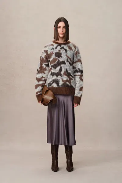 Fabrique Fera Leopard Jacquard Sweater In Kid Mohair Blend Knit