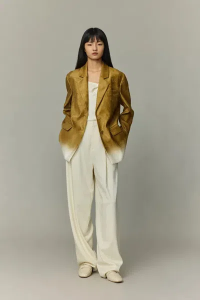 Fabrique Ficus Blazer In Soft Velvet In Yellow