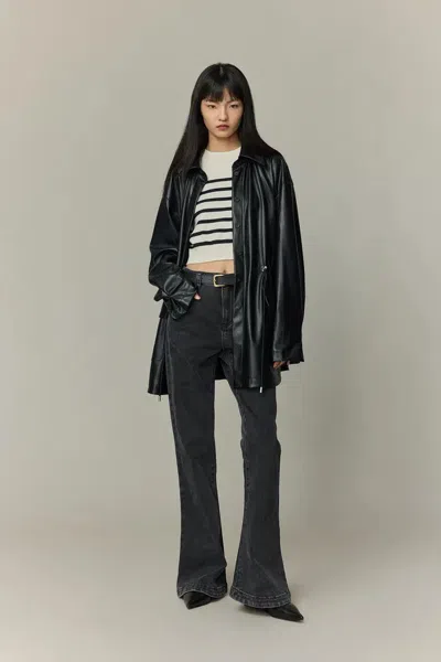 Fabrique Field Oversized Shirt In Vegan Leather In Black