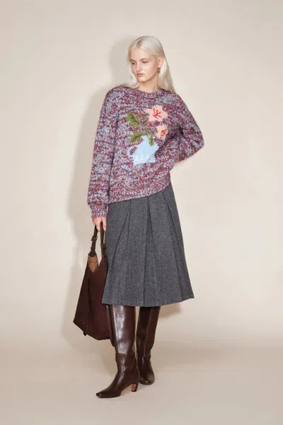 Fabrique Fjord Hand Embroidered Floral Sweater In Multi Yarn Merino Wool