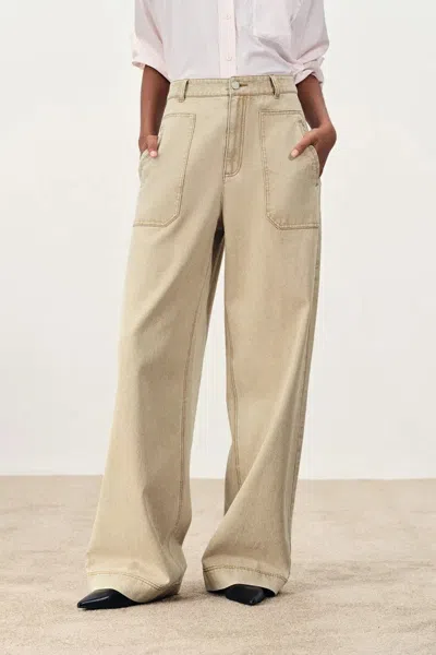 Fabrique Flania Cargo Jeans In Cotton Denim In Neutral
