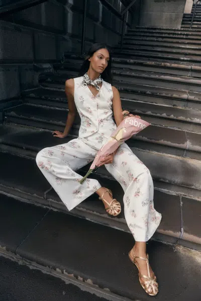 Fabrique Flora Floral Sleeveless Vest Top And Pants Set In Linen Blend Suiting In Multi
