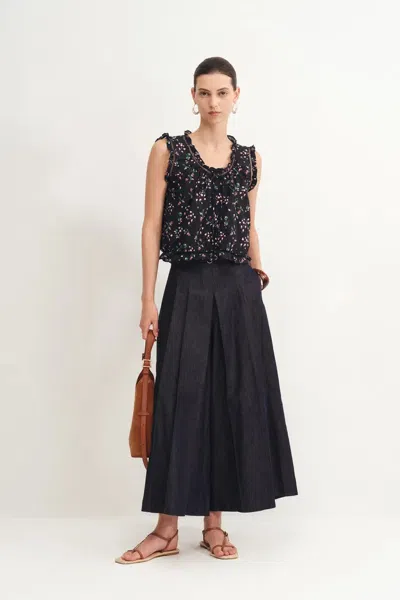 Fabrique Floris Floral Blouse In Silk Cotton In Black