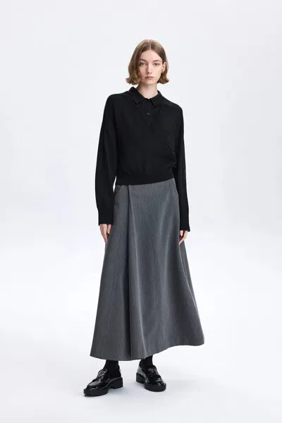 Fabrique Freya Layered Top In Cotton-wool Knit In Black