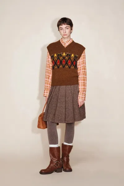 Fabrique Frou Tribal Art Inspired Fair Isle Sleeveless Vest Top In Wool Alpaca Blend Knit