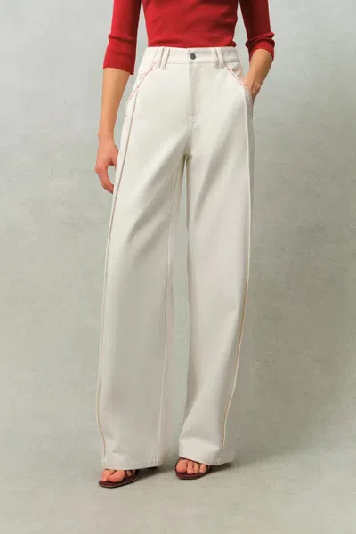 Fabrique Genevieve Color Blocked White Jeans In Cotton Denim In Neutral