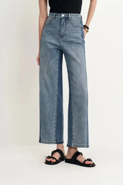 Fabrique Ginevra Split Colorblock Jeans In Stretch Denim In Blue