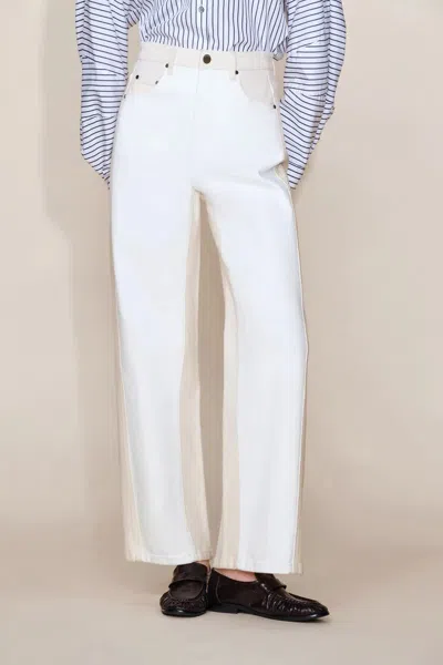 Fabrique Ginevra White Colorblock Jeans In Cotton Denim