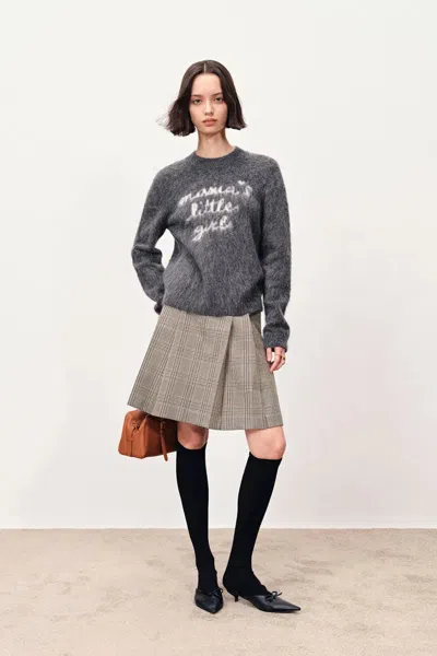 Fabrique Girlie Hand Work Alphabet Sweater In Alpaca Blend In Gray