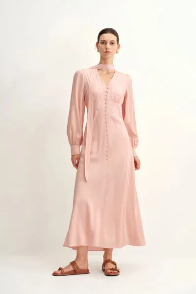 Fabrique Grace Pink Dress In Polka Dot Jacquard