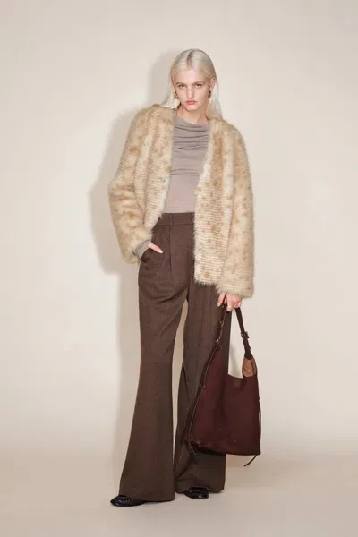 Fabrique Grace Tabby Cat Inspired Coat In Faux Fur In Multi