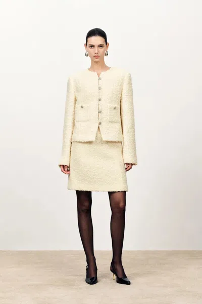 Fabrique Grasse Textured Boxy Jacket In Boucle Wool Alpaca In White