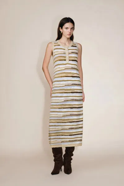 Fabrique Green River Bouclé Mixed Stripe Tank Dress In Merino-mohair Multi-yarn