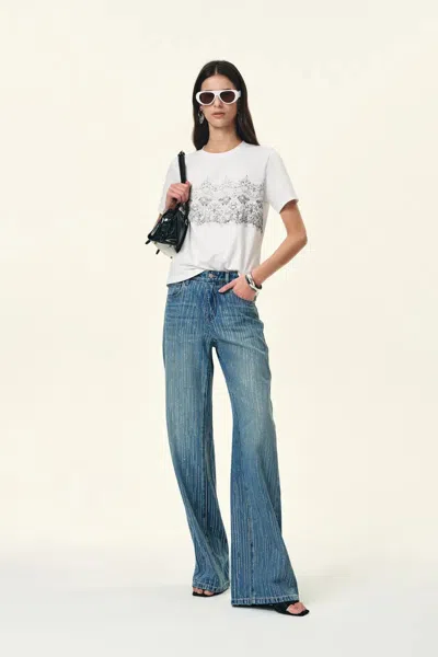 Fabrique Harper Couture-inspired Lace Print T-shirt In Cotton In White
