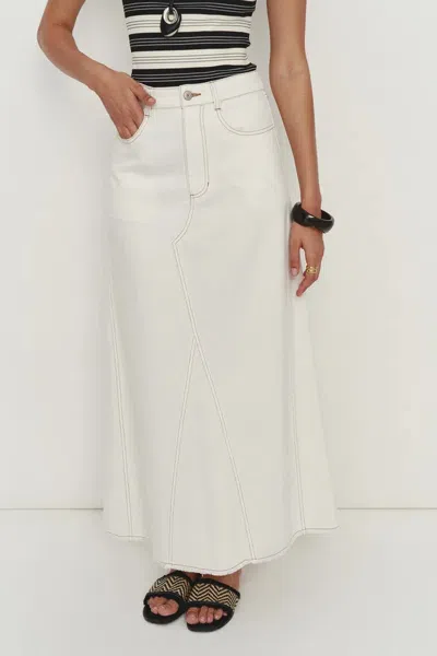 Fabrique Harper Maxi Skirt In Lyocell Denim In White
