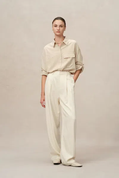 Fabrique Hazo Utility Blouse In Tencel-linen Blend