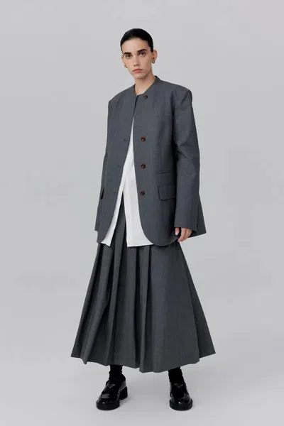 Fabrique Hera Blazer In Worsted Wool Blend In Gray