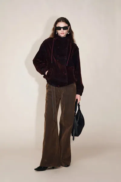 Fabrique Hilda Reversible Collar Flocked Denim Jacket In Flocked Denim In Red