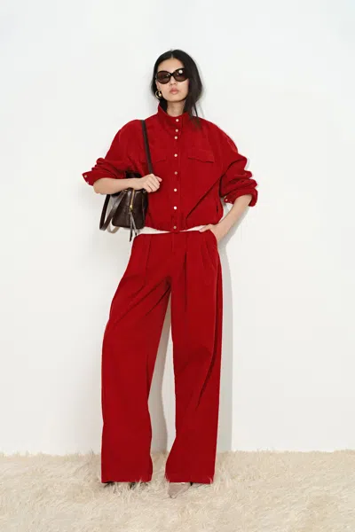 Fabrique Honora Balloon Jacket In Cotton Corduroy In Red