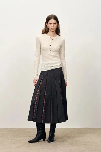 Fabrique Issac Lightweight Long Sleeve Sweater In Merino Wool Cable Knit In Neutral