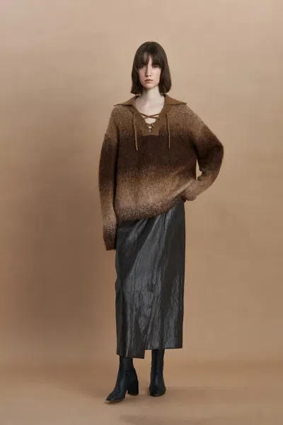 Fabrique Ivy Collared Sweater In Kid Mohair Wool Knit