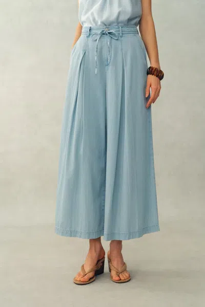 Fabrique Ivy Elasticated Waist Wide-leg Jeans In Tencel Denim In Blue